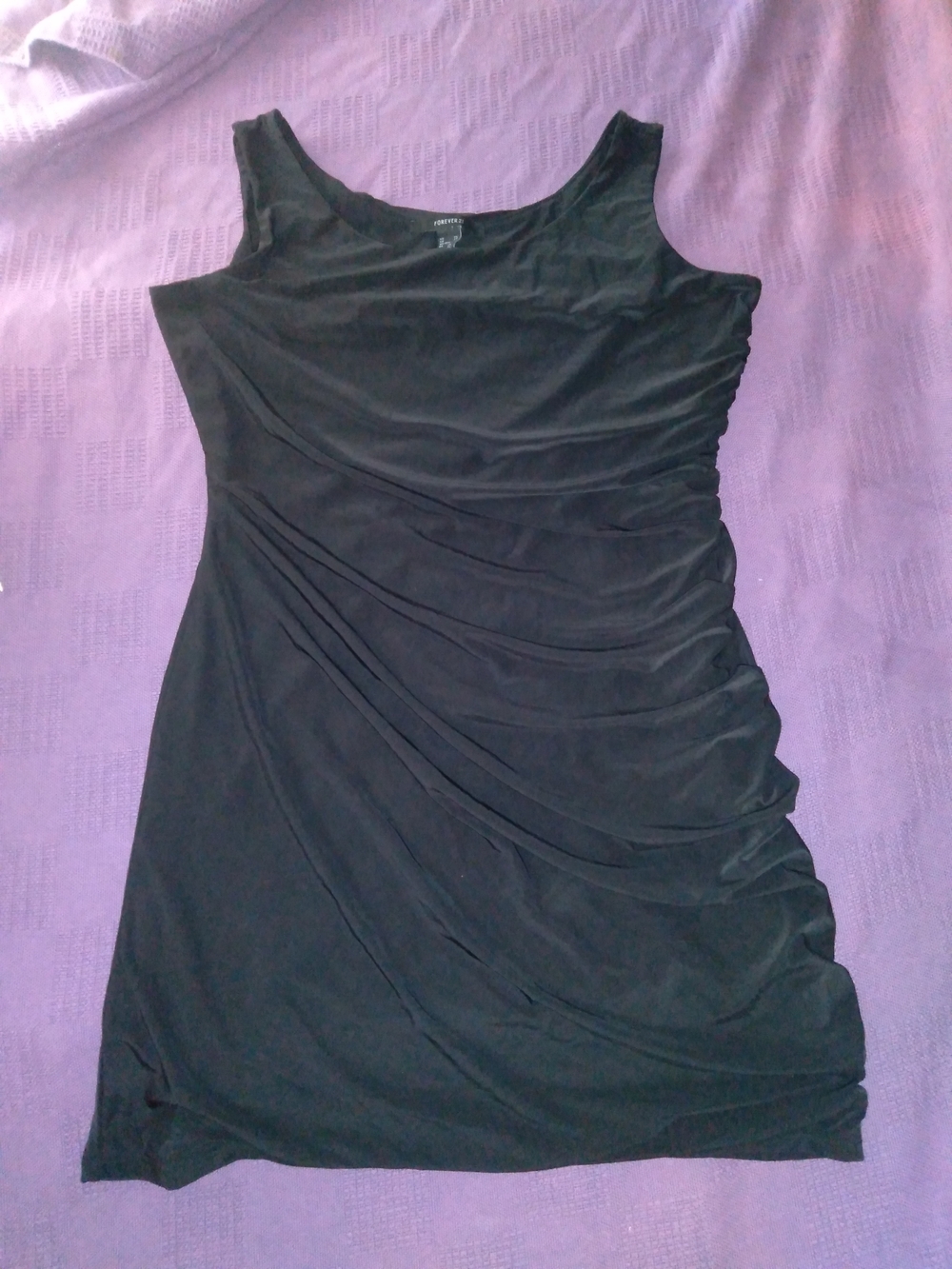 Classic Black Ruched Tank Dress - Black
